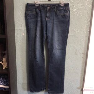 Low-Rise Denim Blue Jeans.